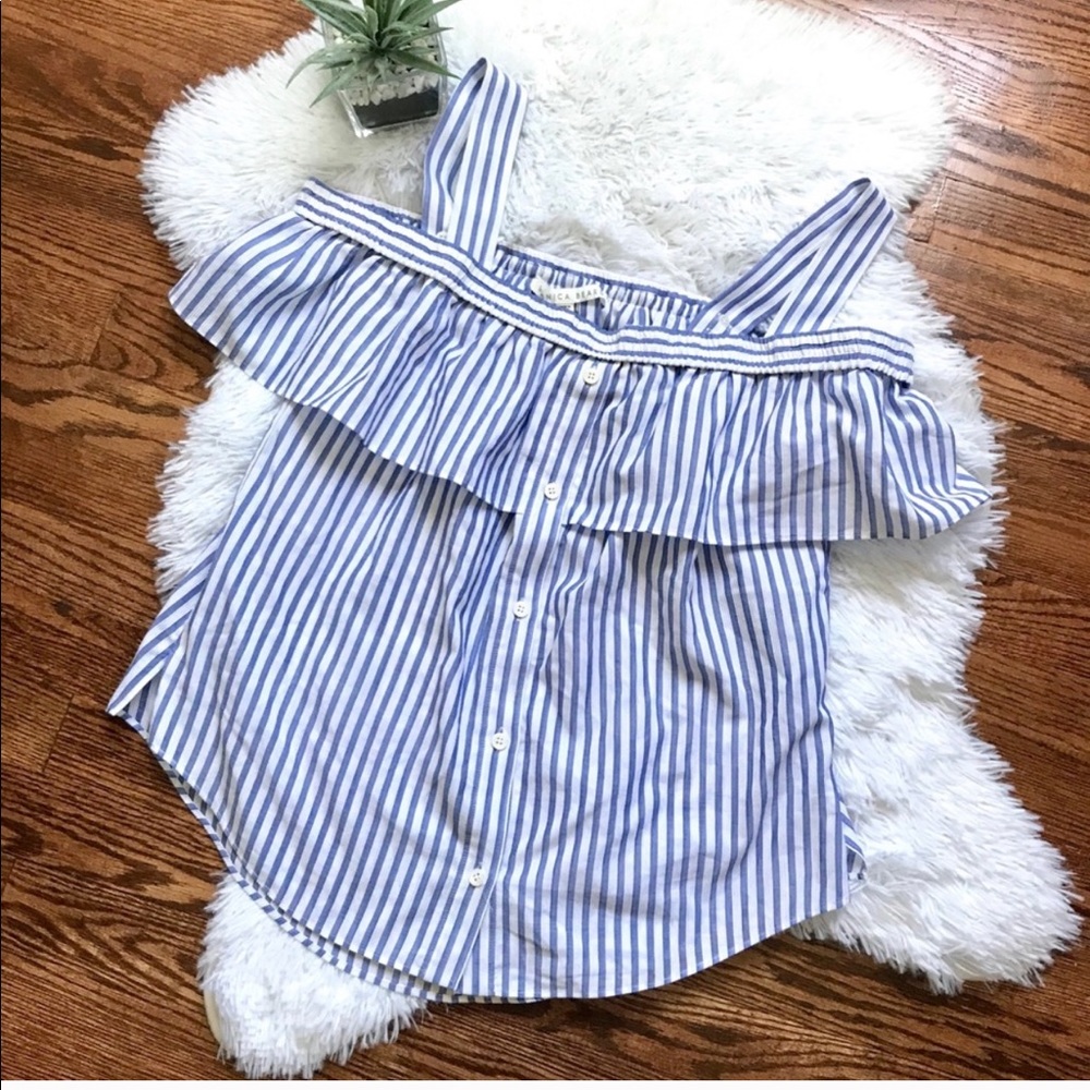 Veronica Beard striped off shoulder tank top